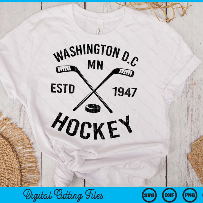 Washington D.C Minnesota Ice Hockey Sticks Vintage Gift SVG PNG Digital Cutting Files