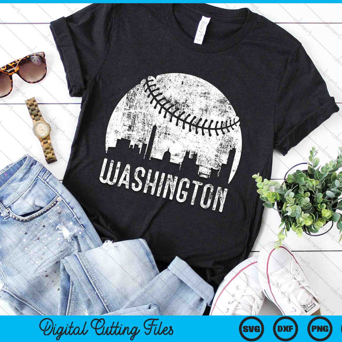 Washington Skyline Vintage Washington Baseball SVG PNG Digital Cutting Files