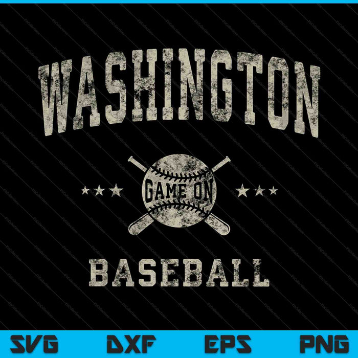 Washington Vintage Baseball Throwback SVG PNG Cortar archivos imprimibles