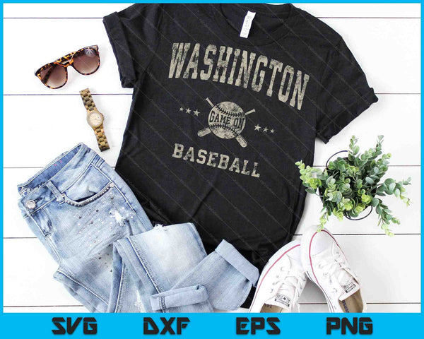 Washington Vintage Baseball Throwback SVG PNG Cortar archivos imprimibles - on a t-shirt