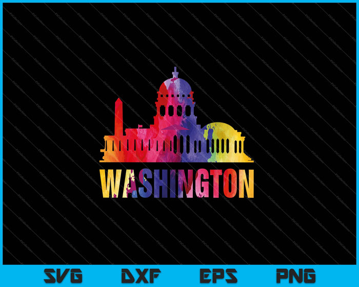 Washington aquarel skyline thuisstaat souvenir SVG PNG snijden afdrukbare bestanden
