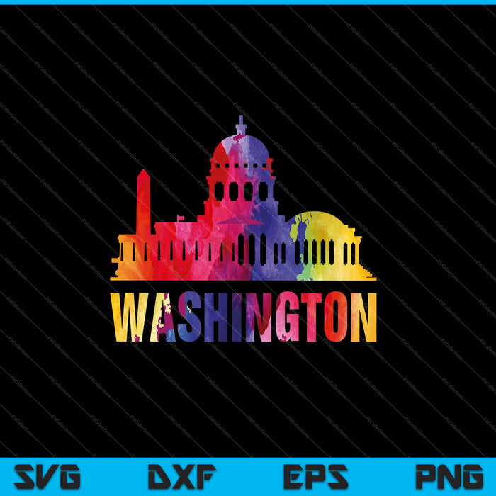 Washington aquarel skyline thuisstaat souvenir SVG PNG snijden afdrukbare bestanden
