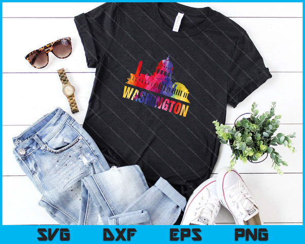Washington aquarel skyline thuisstaat souvenir SVG PNG snijden afdrukbare bestanden - on a t-shirt