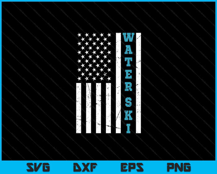 Water Ski USA Flag Waterskiing Waterskier Watersports SVG PNG Digital Printable Files