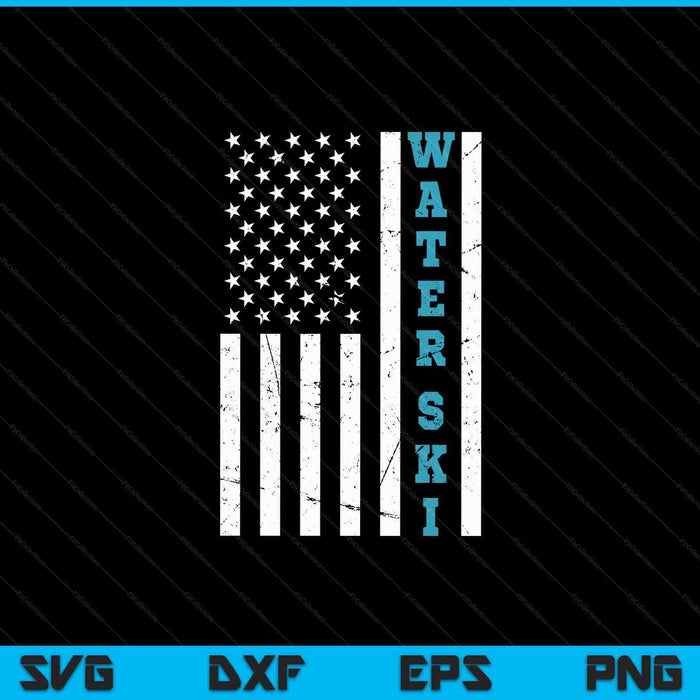 Water ski USA flag waterskiing waterskier watersports SVG cut file