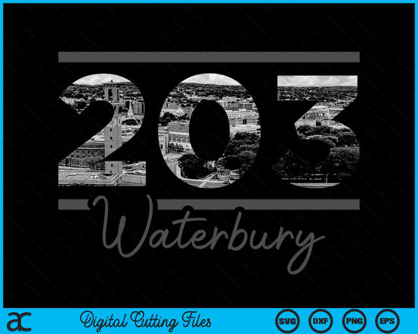 Waterbury 203 Area Code Skyline Colorado Vintage SVG PNG Digital Cutting Files