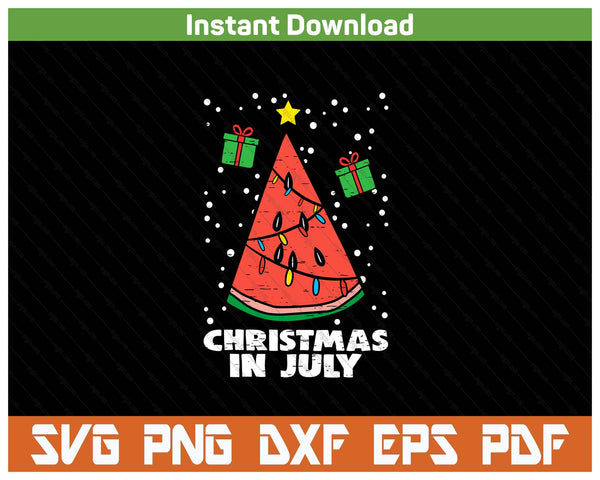 Christmas In July Funny Summer Watermelon SVG PNG Cutting Files