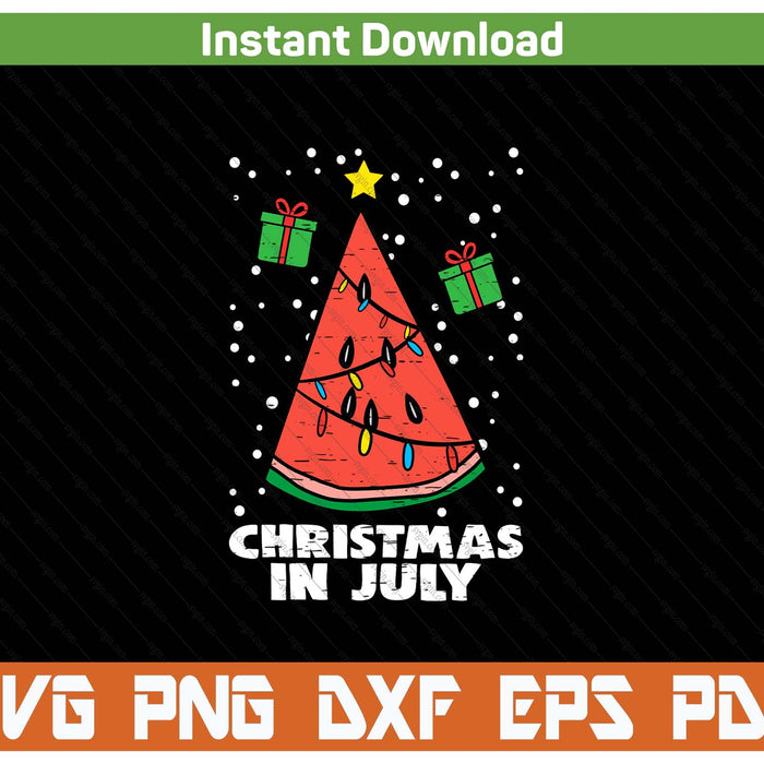 Christmas In July Funny Summer Watermelon SVG PNG Cutting Files