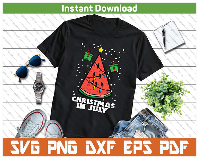 Christmas In July Funny Summer Watermelon SVG PNG Cutting Files