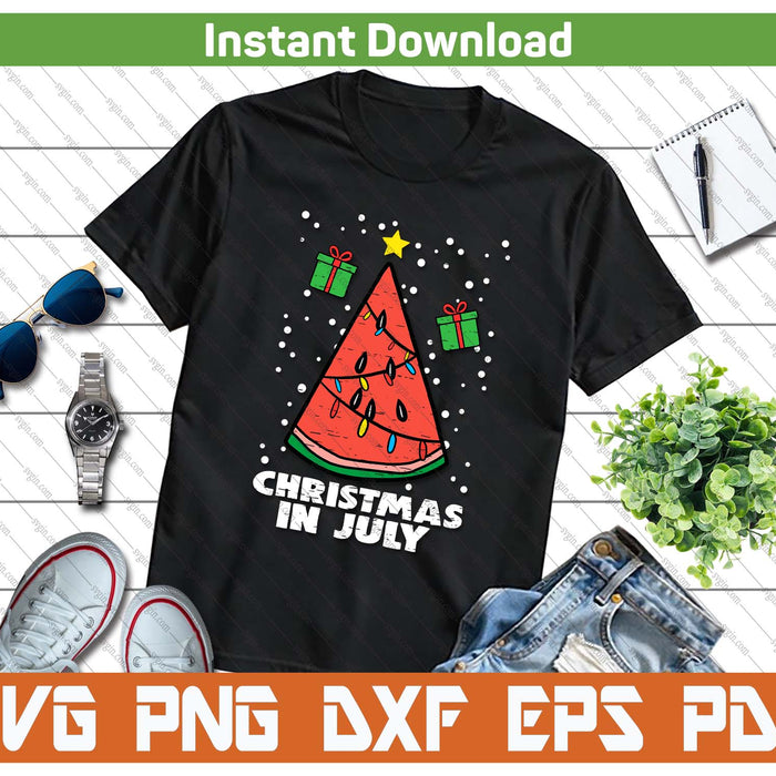 Christmas In July Funny Summer Watermelon SVG PNG Cutting Files