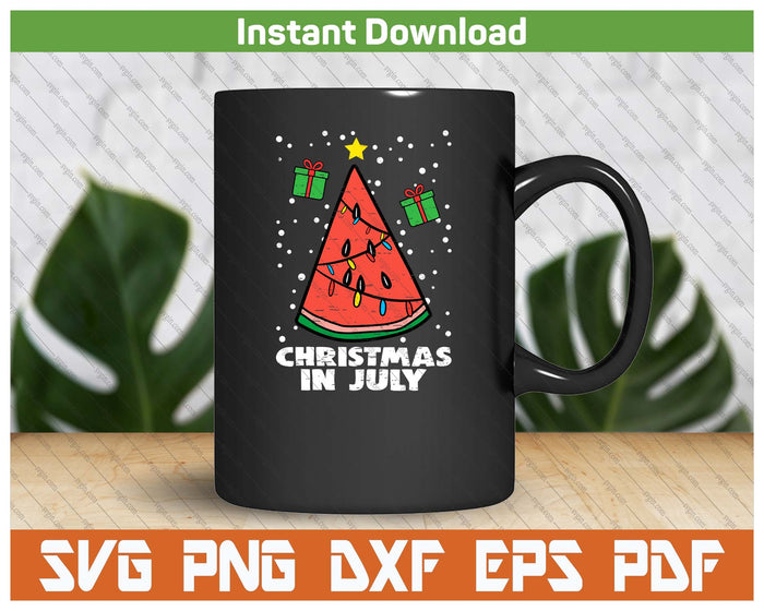 Christmas In July Funny Summer Watermelon SVG PNG Cutting Files