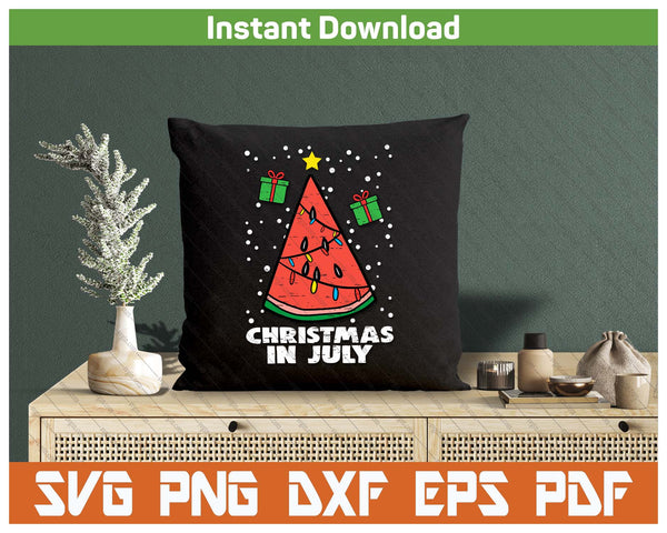 Christmas In July Funny Summer Watermelon SVG PNG Cutting Files
