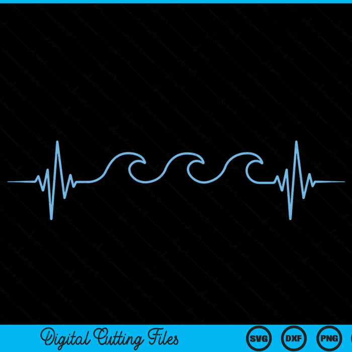 Waves Heartbeat Surfer Summer Waves Surfboard Surfing SVG PNG Digital Cutting File