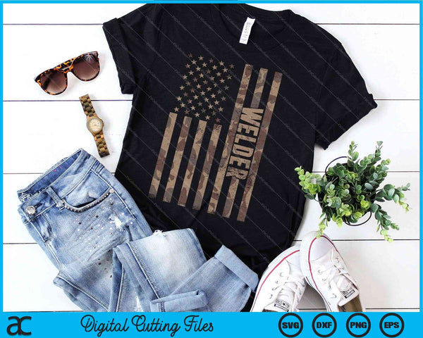 Welder American Flag Gift Welding SVG PNG Digital Cutting File - on a t-shirt