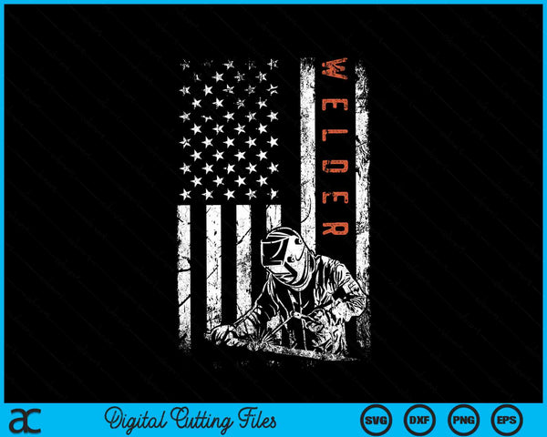 Welder Vintage USA American Flag Welding SVG PNG Digital Cutting File