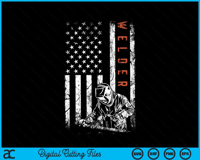 Soldador Vintage USA Bandera Americana Soldadura SVG PNG Archivo de Corte Digital
