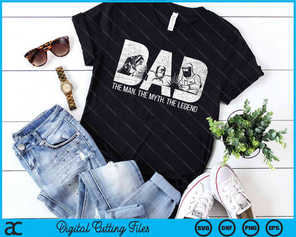 Welder Funny Welding Dad Man Myth Legend Father SVG PNG Digital Cutting File - on a t-shirt