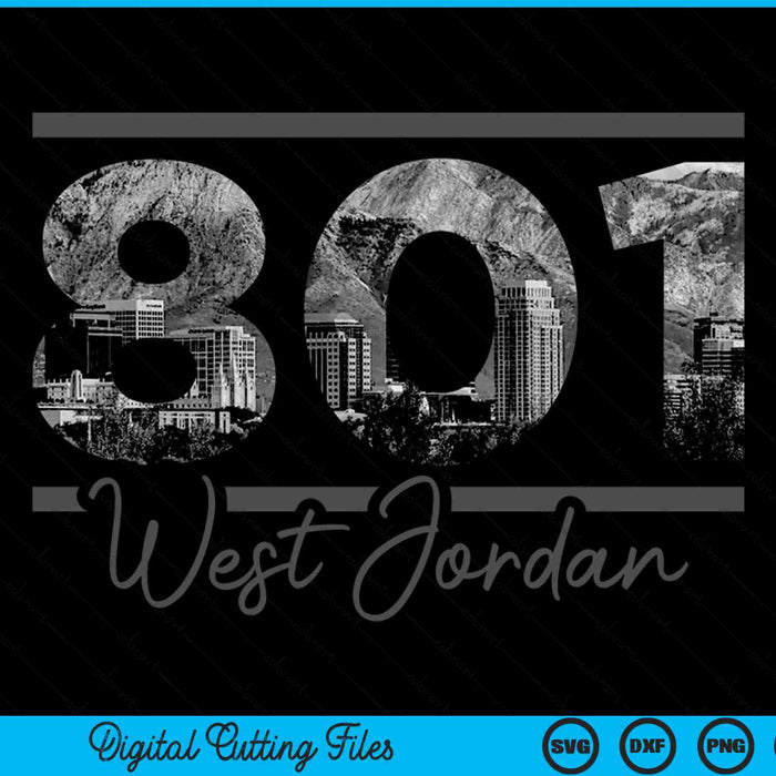 West jordan 801 area code skyline Utah vintage SVG cut file
