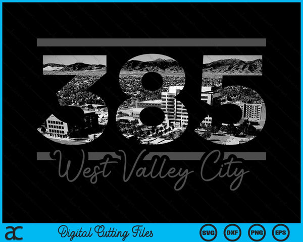 West Valley City 385 Area Code Skyline Utah Vintage SVG PNG Digital Cutting Files