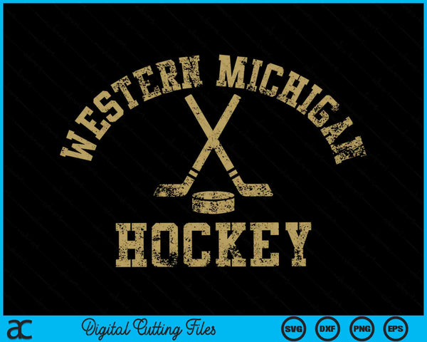 Western Michigan Hockey Vintage SVG PNG Digital Cutting Files