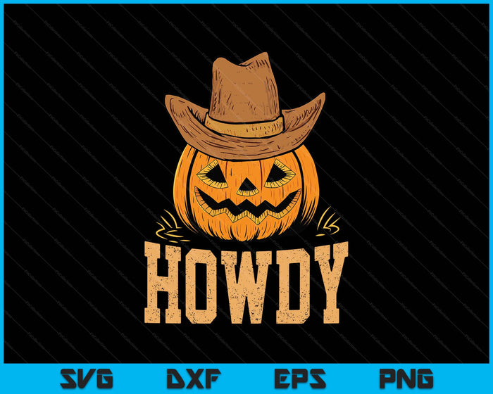 Western Rodeo Festive Cowboy Pumpkin Howdy Halloween SVG PNG Digital Printable Files