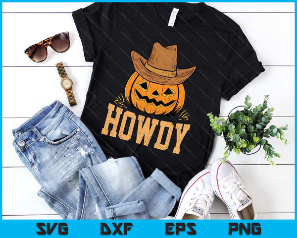 Western Rodeo Festive Cowboy Pumpkin Howdy Halloween SVG PNG Digital Printable Files