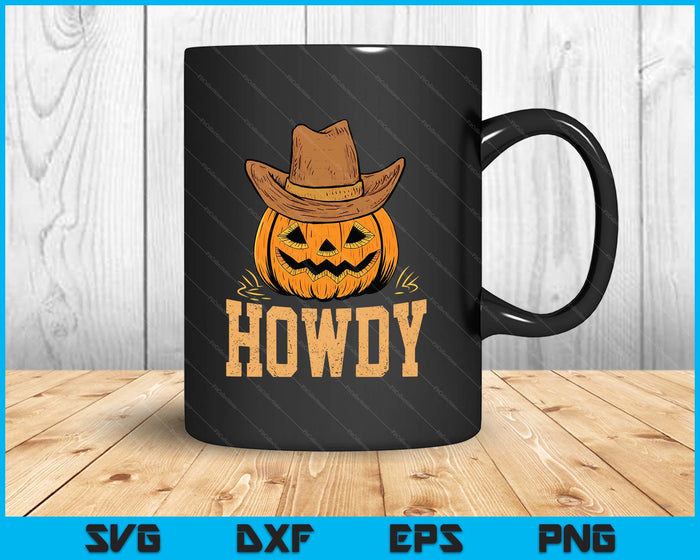 Western Rodeo Festive Cowboy Pumpkin Howdy Halloween SVG PNG Digital Printable Files