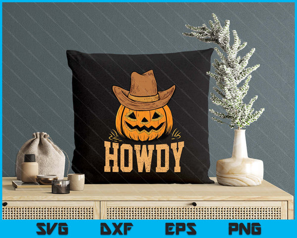 Western Rodeo Festive Cowboy Pumpkin Howdy Halloween SVG PNG Digital Printable Files