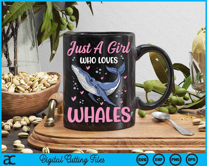 Walvis gewoon een meisje dat van walvissen houdt SVG PNG digitale afdrukbare bestanden