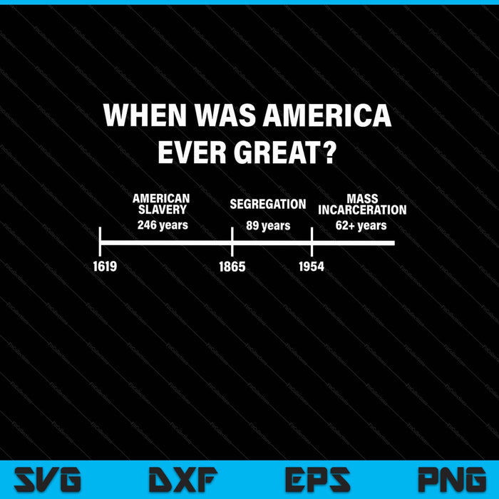 When Was America Ever Great Anti Racist American History SVG PNG Digital Printable Files