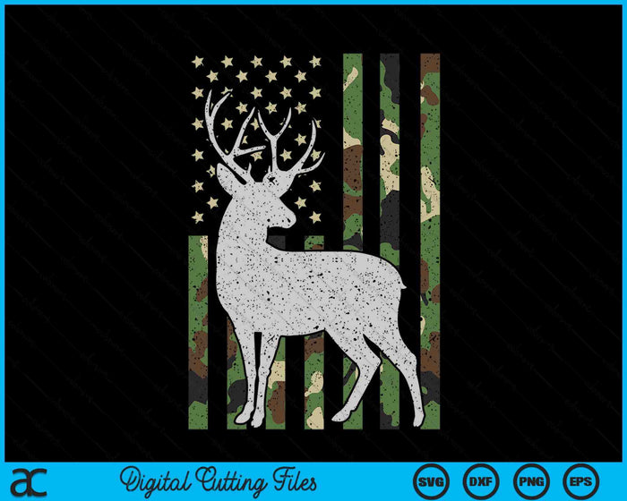 Whitetail Buck Deer Hunting American Camouflage USA Flag SVG PNG Digital Printable Files