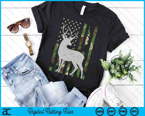 Whitetail Buck Deer Hunting American Camouflage USA Flag SVG PNG Digital Printable Files