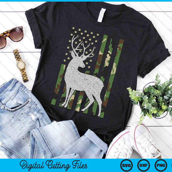 Whitetail Buck Deer Hunting American Camouflage USA Flag SVG PNG Digital Printable Files