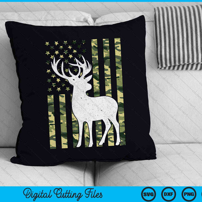 Whitetail Buck Deer Hunting American Camouflage Flag SVG PNG Digital Cutting Files