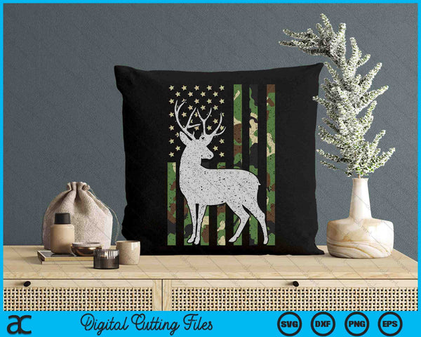 Whitetail Buck Deer Hunting American Camouflage USA Flag SVG PNG Digital Printable Files