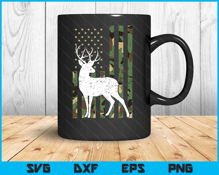 Whitetail Buck Deer Hunting American Camouflage Usa Flag SVG PNG Digital Printable Files