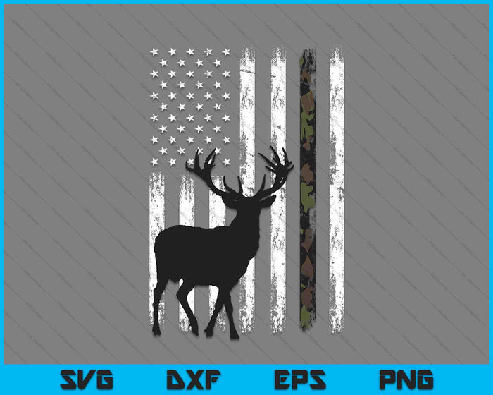 Whitetail Deer Hunting American Flag SVG PNG Cutting Printable Files