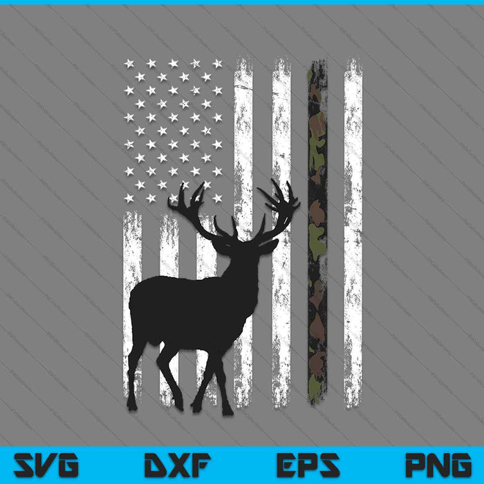Whitetail deer hunting American flag SVG cut file