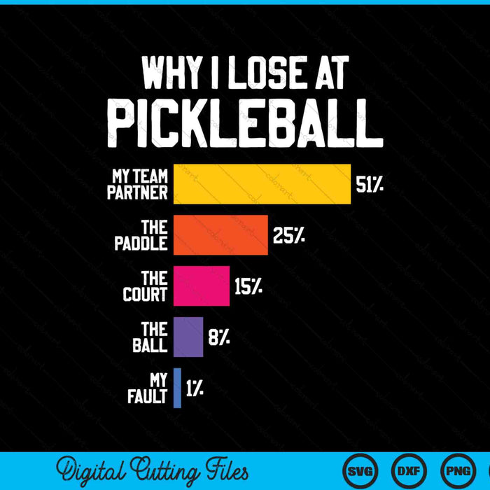 Why I lose pickleball humor SVG cut file