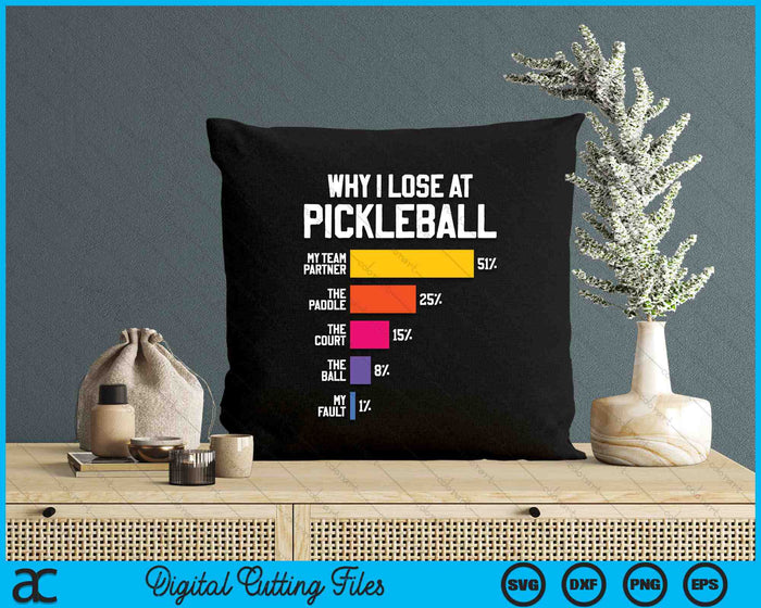 Waarom ik grappige Pickleball Humor SVG PNG digitale snijbestanden verlies