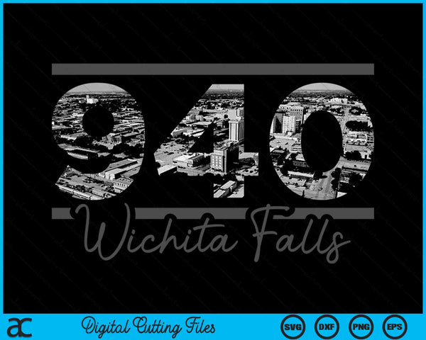 Wichita Falls 940 Area Code Skyline Texas Vintage SVG PNG Digital Cutting Files