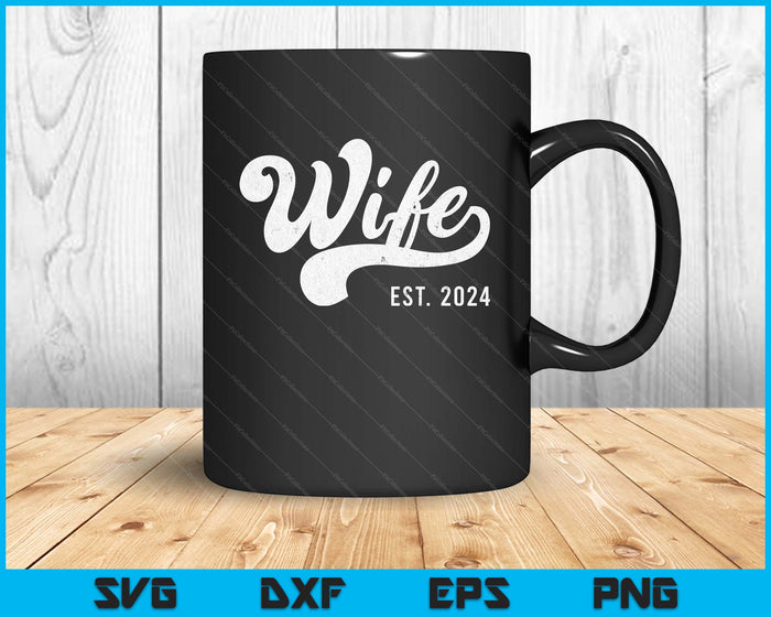 Wife Est. 2024 Married Couple Vintage Matching Wedding SVG PNG Digital Cutting File