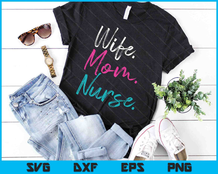 Vrouw moeder verpleegkundige Womens RN LPN Moederdag cadeau voor verpleegkundigen SVG PNG snijden afdrukbare bestanden