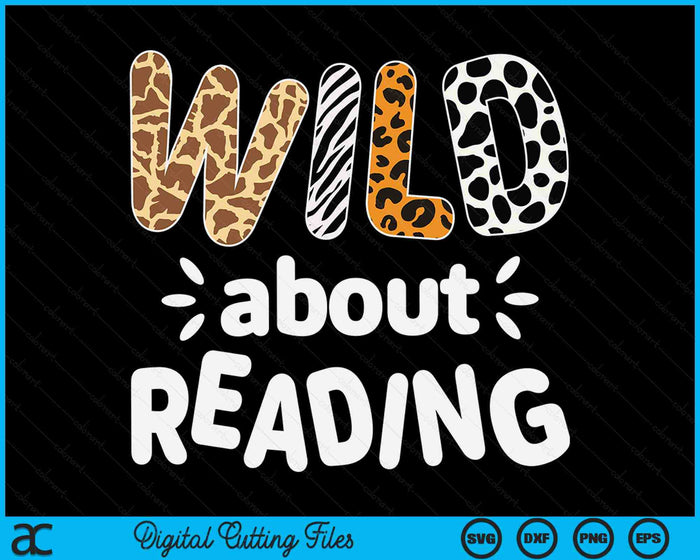 Wild over het lezen van boeken Reader Lover Animals Leopard Zebra SVG PNG digitale afdrukbare bestanden