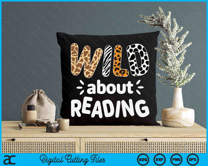 Wild over het lezen van boeken Reader Lover Animals Leopard Zebra SVG PNG digitale afdrukbare bestanden