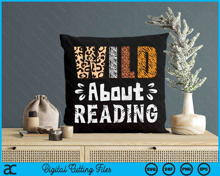 Wild over het lezen van boeken Reader Lover Animals Leopard Zebra SVG PNG digitale snijbestanden