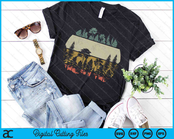 Wildlife bomen buiten natuur retro bos mouwloos SVG PNG snijden afdrukbare bestanden - on a t-shirt
