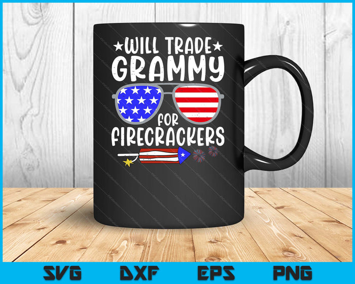 Will Trade Grammy For Firecrackers Funny 4th Of July Kids SVG PNG Digital Printable Files