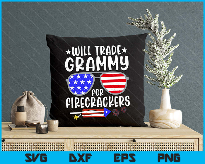 Will Trade Grammy For Firecrackers Funny 4th Of July Kids SVG PNG Digital Printable Files