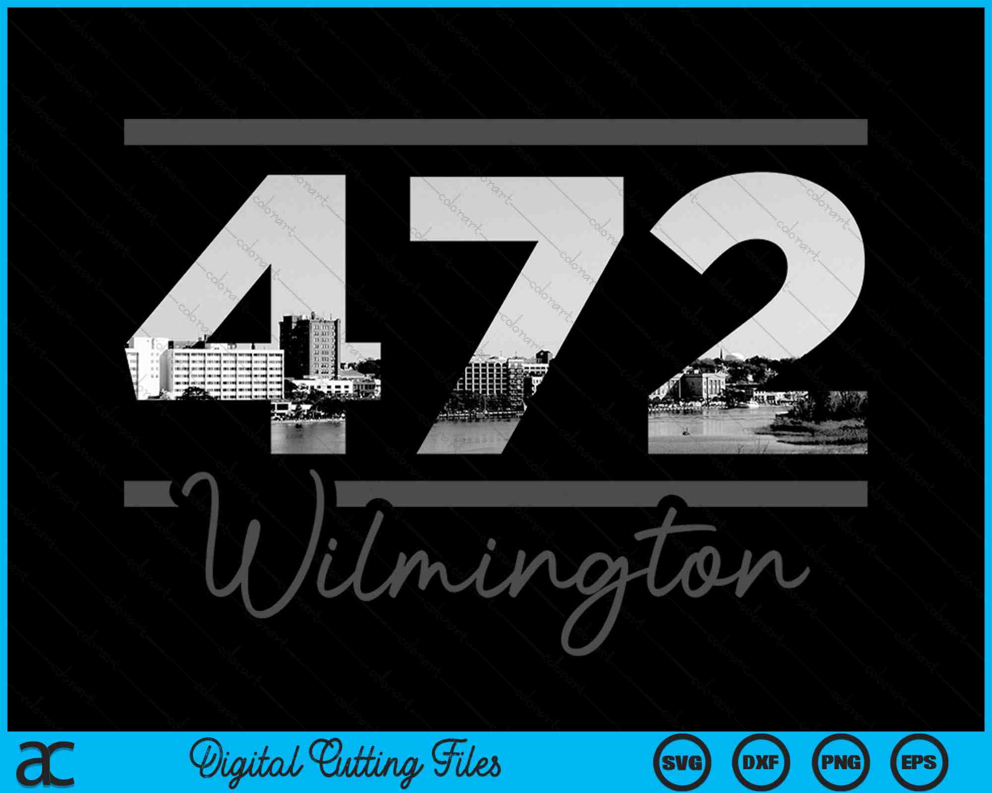 Wilmington 472 Area Code Skyline North Carolina Vintage SVG PNG Files ...